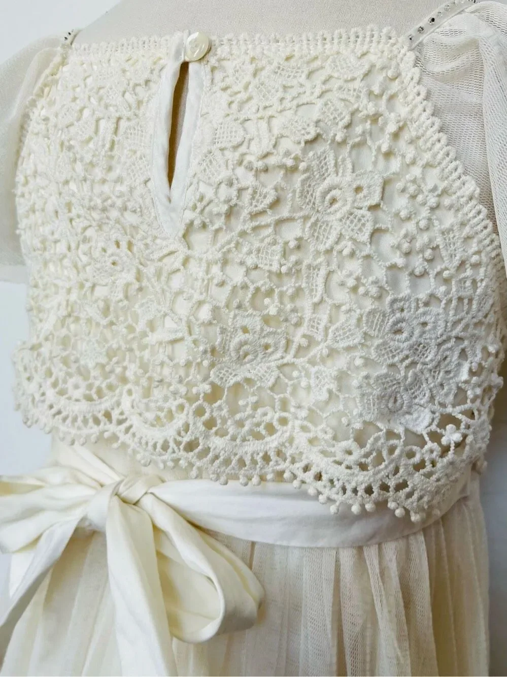 MONSOON Kids Lace Appliqué Beaded Dress Girls Size 7/8
